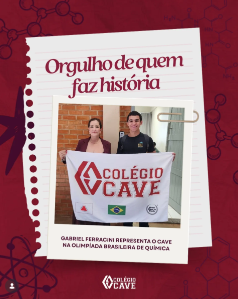 Na última sexta-feira (28/08), nosso aluno Gabriel Ferracini, do 3° ano do Ensino Médio, representou o CAVE na Olimpíada Brasileira de Química (OBQ).